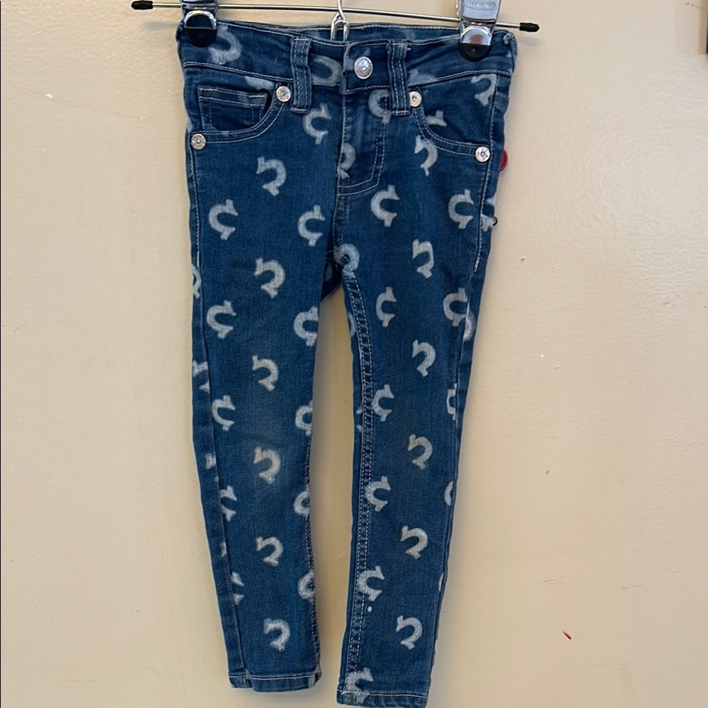 True Religion Blue Jeans with Unique Moon Print